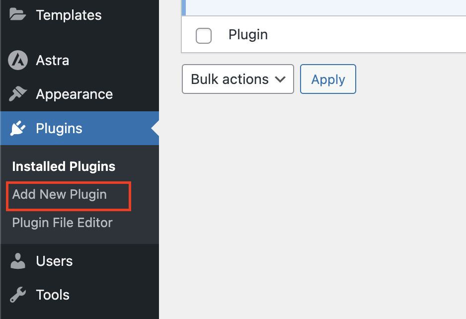 WordPress Add New Plugin Dashboard 